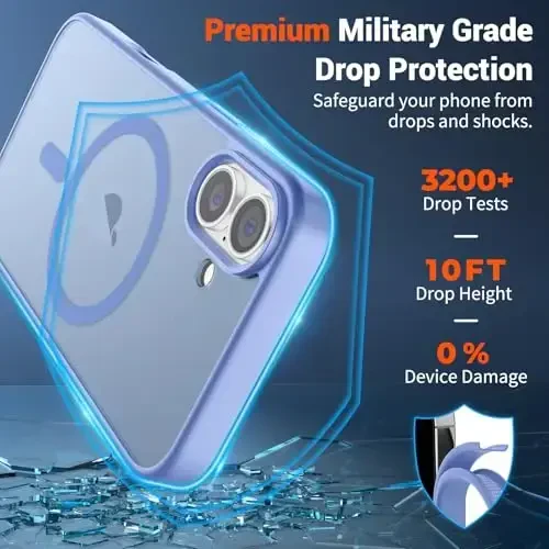 SUPFINE Magnetic for iPhone 16 Plus Case(Compatible with MagSafe) (Military Grade Drop Protection) Slim Translucent Matte Shockproof with Anti-Fingerprint Phone Case,Blue Purple - 3