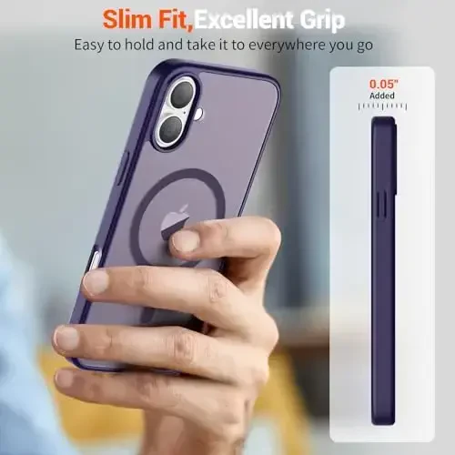 SUPFINE Magnetic for iPhone 16 Plus Case(Compatible with MagSafe)(Military Grade Drop Protection) Slim Translucent Matte Shockproof with Anti-Fingerprint Phone Case,Dark Purple - 7