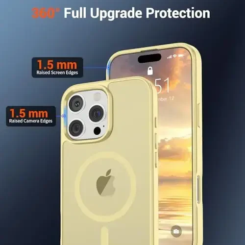 SUPFINE Magnetic for iPhone 16 Pro Case (Compatible with MagSafe) (Military Grade Drop Protection) Slim Translucent Matte Shockproof with Anti-Fingerprint Phone Case,Buttercream Yellow - 4