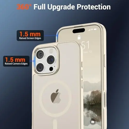 SUPFINE Magnetic for iPhone 16 Pro Case (Compatible with MagSafe) (Military Grade Drop Protection) Translucent Matte Shockproof with Anti-Fingerprint Phone Case,Antique White - 3