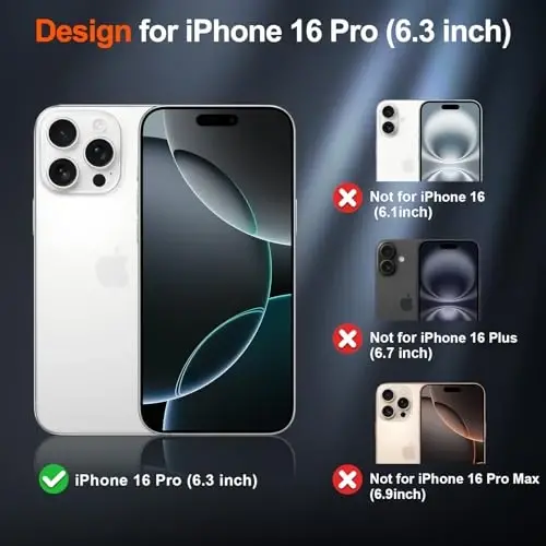 SUPFINE Magnetic for iPhone 16 Pro Case (MagSafe bilan mos) (Harbiy darajadagi tushishdan himoya) Yupqa shaffof mato zarbga chidamli, barmoq izlariga qarshi telefon qutisi, ko'k yashil - 2
