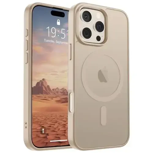 SUPFINE Magnetic for iPhone 16 Pro Case(Compatible with MagSafe)(Military Grade Drop Protection) Slim Translucent Matte Shockproof with Anti-Fingerprint Phone Case,Desert Gold - 1