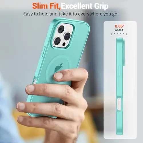 SUPFINE Magnetic for iPhone 16 Pro Max Case (Compatible with MagSafe) (Military Grade Drop Protection) Slim Translucent Matte Shockproof with Anti-Fingerprint Phone Case,Blue Green - 7
