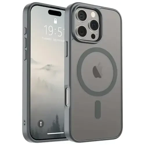 SUPFINE Magnetic for iPhone 16 Pro Max Case (Compatible with MagSafe) (Military Grade Drop Protection) Slim Translucent Matte Shockproof with Anti-Fingerprint Phone Case,Gray - 1
