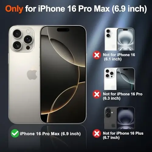 SUPFINE Magnetic for iPhone 16 Pro Max Case (MagSafe bilan mos) (Harbiy darajadagi tushishdan himoya) Yarim shaffof mat zarbaga chidamli telefon qopqog'i, qora - SUPFINE (1)