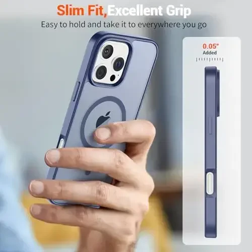 SUPFINE Magnetic for iPhone 16 Pro Max Case (MagSafe bilan mos) (Harbiy darajadagi tushishdan himoya) Yupqa yarim shaffof mat zarbga chidamli barmoq izlariga qarshi telefon qutisi, lavanda kulrang - 7