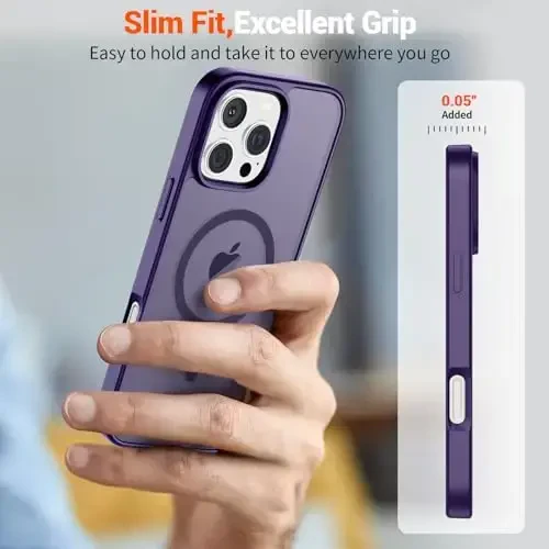 SUPFINE Magnetic for iPhone 16 Pro Max Case(Compatible with MagSafe)(Military Grade Drop Protection) Slim Translucent Matte Shockproof with Anti-Fingerprint Phone Case,Dark Purple - 7