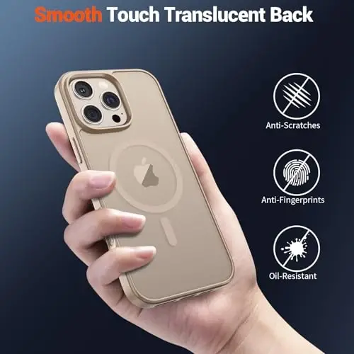 SUPFINE Magnetic for iPhone 16 Pro Max Case(Compatible with MagSafe)(Military Grade Drop Protection) Slim Translucent Matte Shockproof with Anti-Fingerprint Phone Case,Desert Gold - 6
