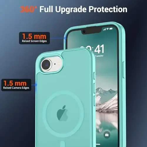 SUPFINE Magnetic for iPhone 16e Case 2025 (Compatible with MagSafe)(Military Grade Drop Protection) Slim Translucent Matte Shockproof with Anti-Fingerprint Phone Case,Blue Green - 4