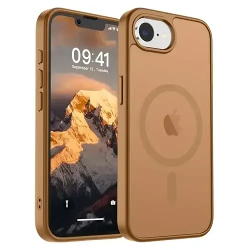 SUPFINE Magnetic for iPhone 16e Case 2025 (Compatible with MagSafe)(Military Grade Drop Protection) Slim Translucent Matte Shockproof with Anti-Fingerprint Phone Case,Brown 