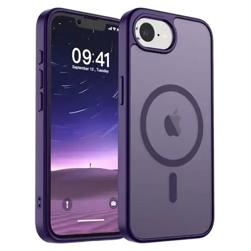 SUPFINE Magnetic for iPhone 16e Case 2025 (Compatible with MagSafe)(Military Grade Drop Protection) Slim Translucent Matte Shockproof with Anti-Fingerprint Phone Case,Dark Purple 