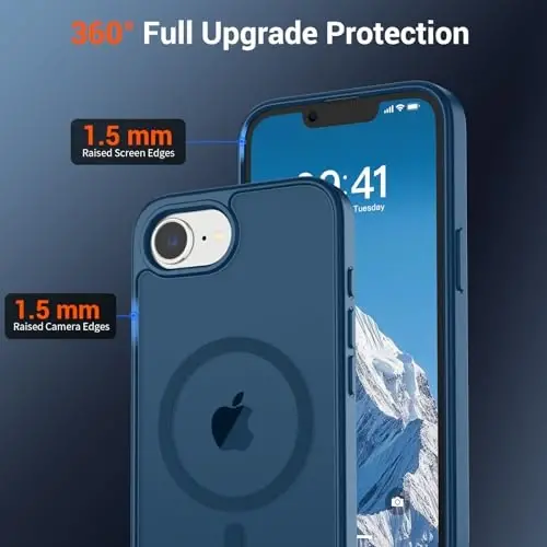 SUPFINE Magnetic for iPhone 16e Case 2025 (Compatible with MagSafe)(Military Grade Drop Protection) Slim Translucent Matte Shockproof with Anti-Fingerprint Phone Case,Deep Blue - 4