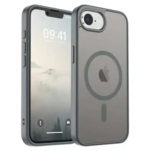 SUPFINE Magnetic for iPhone 16e Case 2025 (Compatible with MagSafe)(Military Grade Drop Protection) Slim Translucent Matte Shockproof with Anti-Fingerprint Phone Case,Gray - 1