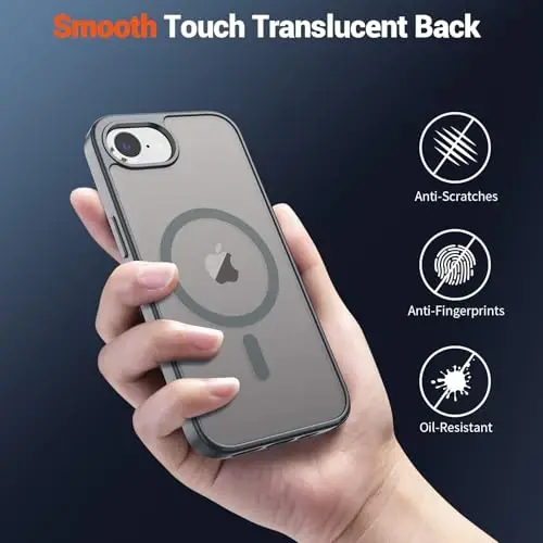 SUPFINE Magnetic for iPhone 16e Case 2025 (Compatible with MagSafe)(Military Grade Drop Protection) Slim Translucent Matte Shockproof with Anti-Fingerprint Phone Case,Gray - 5