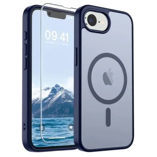 SUPFINE Magnetic for iPhone 16e Case 2025 (Compatible with MagSafe)(Military Grade Drop Protection) Slim Translucent Matte Shockproof with Anti-Fingerprint Phone Case,Navy Blue - SUPFINE