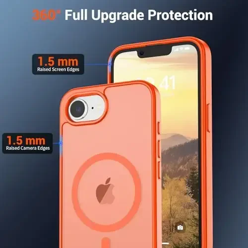 SUPFINE Magnetic for iPhone 16e Case 2025 (Compatible with MagSafe)(Military Grade Drop Protection) Slim Translucent Matte Shockproof with Anti-Fingerprint Phone Case,Orange - 4