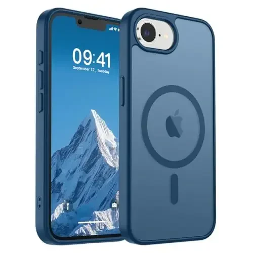 SUPFINE Magnetic for iPhone 16e Case 2025 (MagSafe bilan mos) (Harbiy darajadagi tushishdan himoya) Yupqa yarim shaffof mat zarbga chidamli barmoq izlariga qarshi telefon g'ilofi, to'q ko'k 