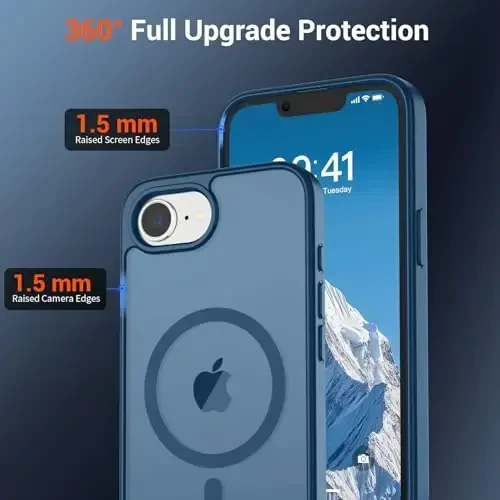SUPFINE Magnetic for iPhone 16e Case 2025 (MagSafe bilan mos) (Harbiy darajadagi tushishdan himoya) Yupqa yarim shaffof mat zarbga chidamli barmoq izlariga qarshi telefon g'ilofi, to'q ko'k - 4