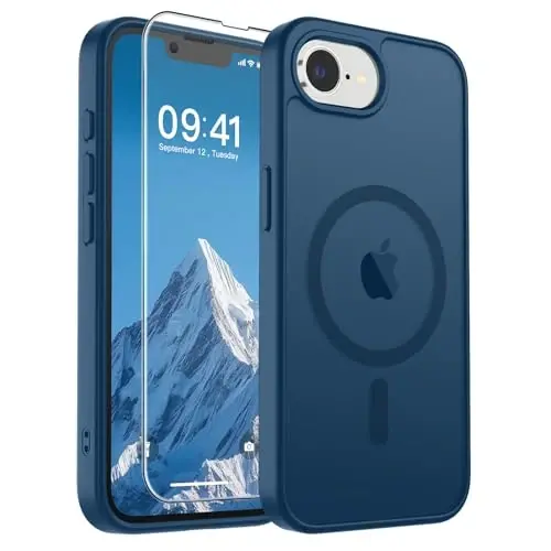 SUPFINE Magnetic for iPhone 16e Case 2025 (MagSafe bilan mos) (Harbiy darajadagi tushishdan himoya) Yupqa yarim shaffof mat zarbga chidamli barmoq izlariga qarshi telefon g'ilofi, to'q ko'k - 1