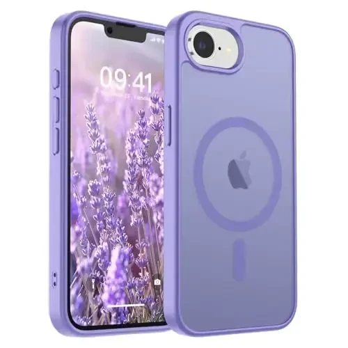 SUPFINE Magnetic for iPhone 16e Case 2025 (MagSafe bilan mos) (Harbiy darajadagi tushishdan himoya) Yupqa yarim shaffof mato zarbga chidamli barmoq izlariga qarshi telefon g'ilofi, Binafsha 