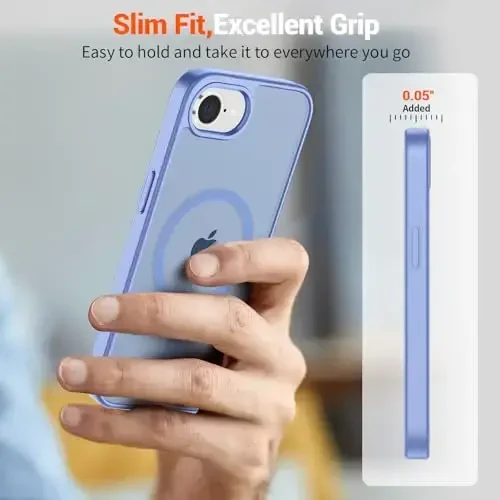 SUPFINE Magnetic for iPhone 16e Case 2025 (MagSafe bilan mos keladi)(Harbiy darajadagi tushishdan himoya) Yupqa yarim shaffof mato zarbga chidamli barmoq izlariga qarshi telefon g'ilofi, ko'k binafsha - 7