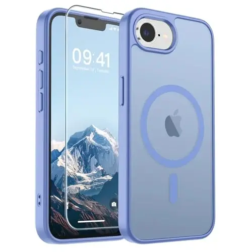 SUPFINE Magnetic for iPhone 16e Case 2025 (MagSafe bilan mos keladi)(Harbiy darajadagi tushishdan himoya) Yupqa yarim shaffof mato zarbga chidamli barmoq izlariga qarshi telefon g'ilofi, ko'k binafsha 