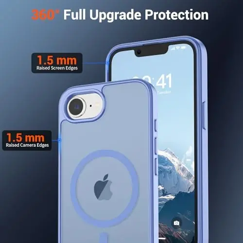 SUPFINE Magnetic for iPhone 16e Case 2025 (MagSafe bilan mos keladi)(Harbiy darajadagi tushishdan himoya) Yupqa yarim shaffof mato zarbga chidamli barmoq izlariga qarshi telefon g'ilofi, ko'k binafsha - 3