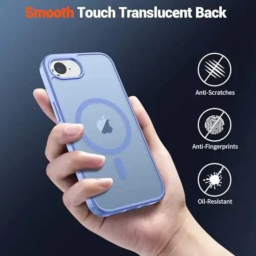 SUPFINE Magnetic for iPhone 16e Case 2025 (MagSafe bilan mos keladi)(Harbiy darajadagi tushishdan himoya) Yupqa yarim shaffof mato zarbga chidamli barmoq izlariga qarshi telefon g'ilofi, ko'k binafsha - 5