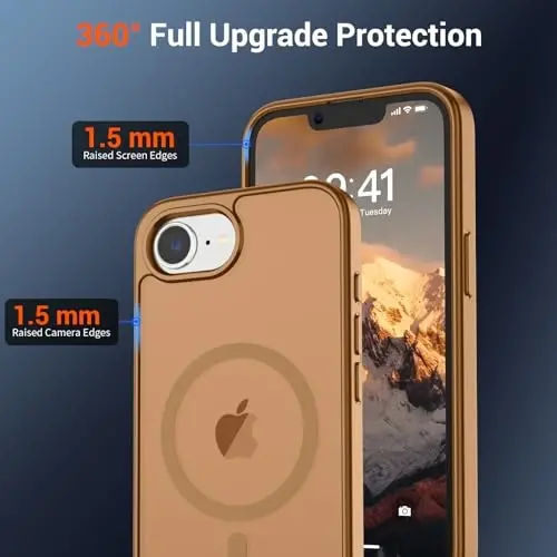 SUPFINE Magnetic for iPhone 16e Case 2025 (MagSafe bilan mos)(Harbiy darajadagi tushishdan himoya) Yupqa yarim shaffof mat zarba o'tkazmaydigan barmoq izlariga qarshi telefon qutisi, jigarrang - 3