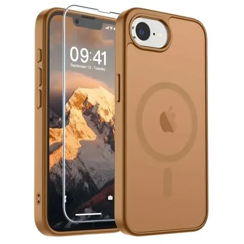 SUPFINE Magnetic for iPhone 16e Case 2025 (MagSafe bilan mos)(Harbiy darajadagi tushishdan himoya) Yupqa yarim shaffof mat zarba o'tkazmaydigan barmoq izlariga qarshi telefon qutisi, jigarrang - 1