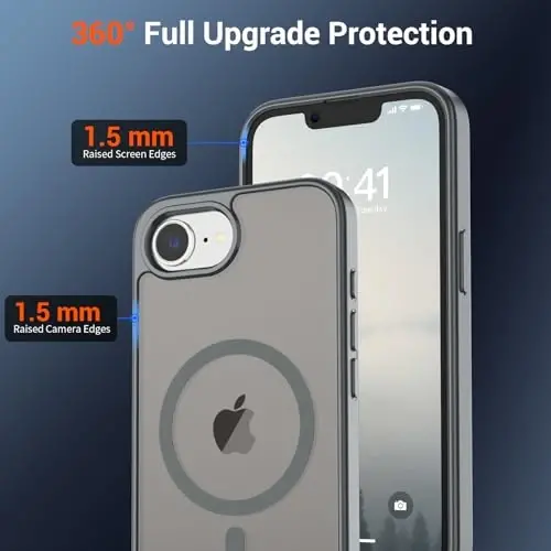 SUPFINE Magnetic for iPhone 16e Case 2025 (MagSafe bilan mos)(Harbiy darajadagi tushishdan himoya) Yupqa yarim shaffof mat zarbga chidamli barmoq izlariga qarshi telefon g'ilofi, kulrang - 3