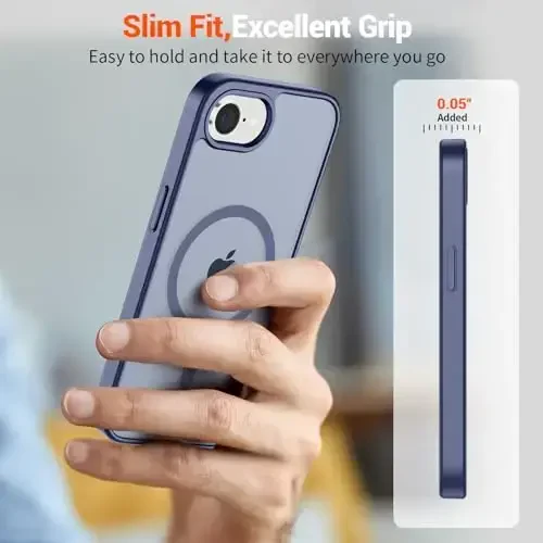 SUPFINE Magnetic for iPhone 16e Case 2025 (MagSafe bilan mos)(Harbiy darajadagi tushishdan himoya) Yupqa yarim shaffof mato zarbga chidamli barmoq izlariga qarshi telefon qutisi, Lavanda kulrang - 7