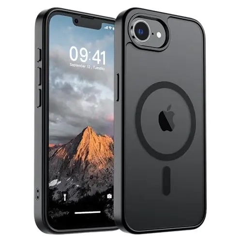 SUPFINE Magnetic for iPhone 16e Case (MagSafe bilan mos)(Harbiy darajadagi tushishdan himoya) Yengil yarim shaffof mato zarbga chidamli barmoq izlariga qarshi telefon qopqog'i 2025, Qora 