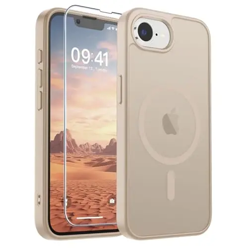 SUPFINE Magnetic for iPhone 16e Case (MagSafe bilan mos)(Harbiy darajadagi tushishdan himoya) Yupqa shaffof mato zarbga qarshi barmoq izlariga qarshi telefon qutisi 2025, Sahroi oltin - 5
