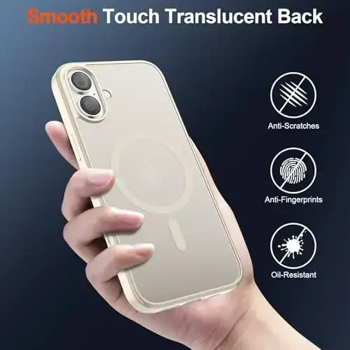 SUPFINE Magnetic for iPhone 17 Case (Compatible with MagSafe)(Military Grade Drop Protection) Translucent Matte Shockproof with Anti-Fingerprint Phone Cover 2025,Antique White - 6