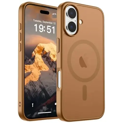 SUPFINE Magnetic for iPhone 17 Case (Compatible with MagSafe)(Military Grade Drop Protection) Translucent Matte Shockproof with Anti-Fingerprint Phone Cover 2025,Brown - 1