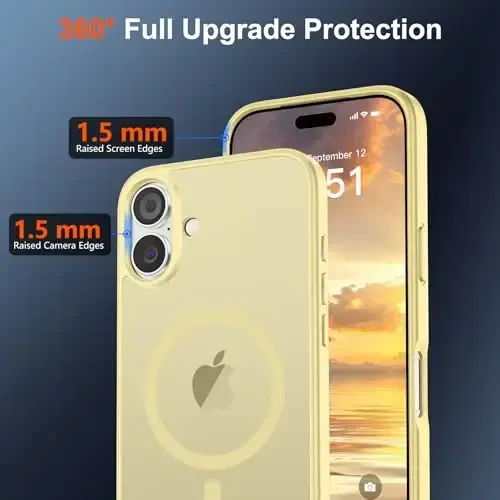 SUPFINE Magnetic for iPhone 17 Case (Compatible with MagSafe)(Military Grade Drop Protection) Translucent Matte Shockproof with Anti-Fingerprint Phone Cover 2025,Buttercream Yellow - 4