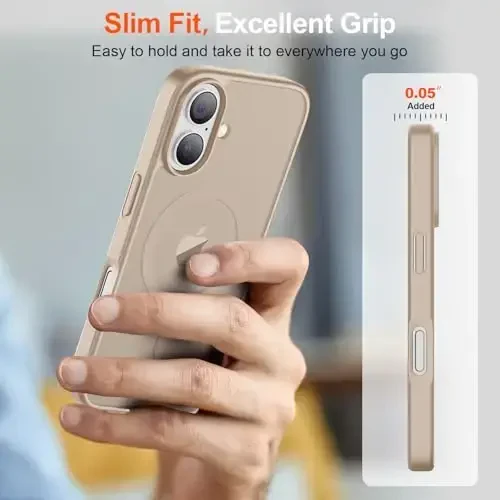 SUPFINE Magnetic for iPhone 17 Case (Compatible with MagSafe)(Military Grade Drop Protection) Translucent Matte Shockproof with Anti-Fingerprint Phone Cover 2025,Desert Gold - 7