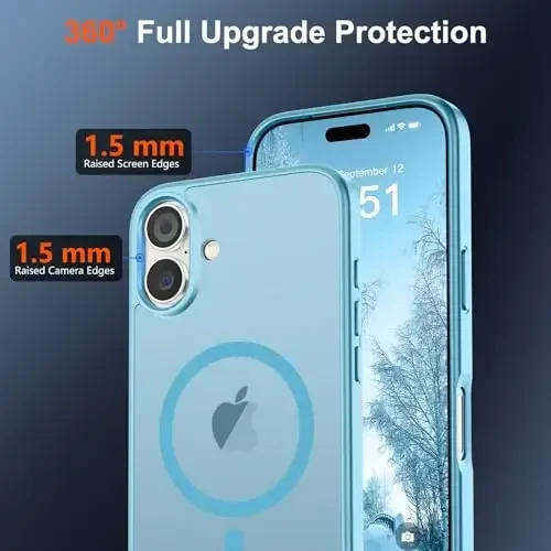 SUPFINE Magnetic for iPhone 17 Case (Compatible with MagSafe)(Military Grade Drop Protection) Translucent Matte Shockproof with Anti-Fingerprint Phone Cover 2025,Light Blue - 4