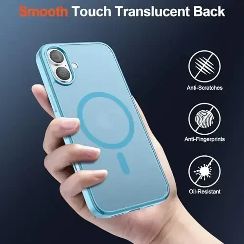 SUPFINE Magnetic for iPhone 17 Case (Compatible with MagSafe)(Military Grade Drop Protection) Translucent Matte Shockproof with Anti-Fingerprint Phone Cover 2025,Light Blue - 6