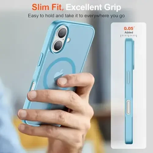 SUPFINE Magnetic for iPhone 17 Case (Compatible with MagSafe)(Military Grade Drop Protection) Translucent Matte Shockproof with Anti-Fingerprint Phone Cover 2025,Light Blue - 7