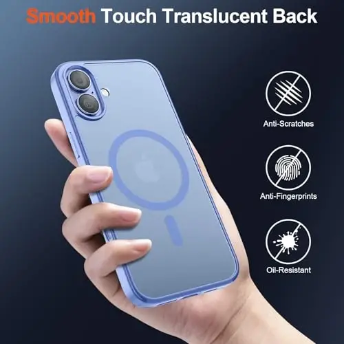 SUPFINE Magnetic for iPhone 17 Case (Compatible with MagSafe)(Military Grade Drop Protection) Translucent Matte Shockproof with Anti-Fingerprint Phone Cover,Blue Purple - 6