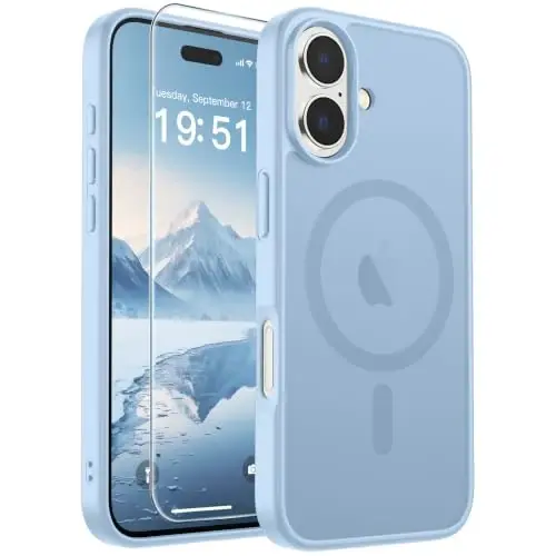 SUPFINE Magnetic for iPhone 17 Case Glacier Blue | With Screen Protector, Translucent Matte, Compatible with MagSafe, Military Grade Drop Proof, Rugged Shockproof Protective - 1
