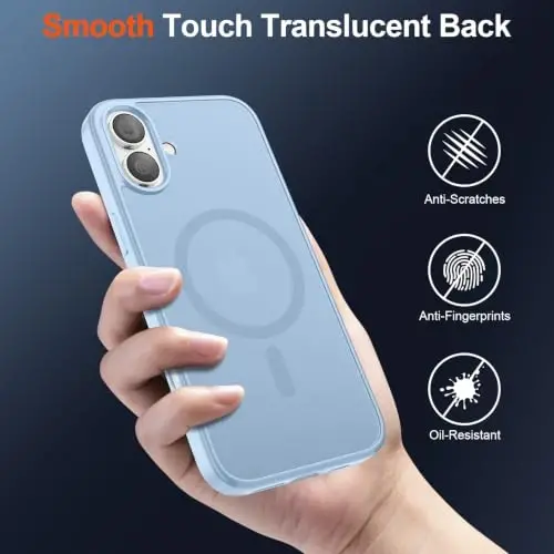 SUPFINE Magnetic for iPhone 17 Case Glacier Blue | With Screen Protector, Translucent Matte, Compatible with MagSafe, Military Grade Drop Proof, Rugged Shockproof Protective - 6