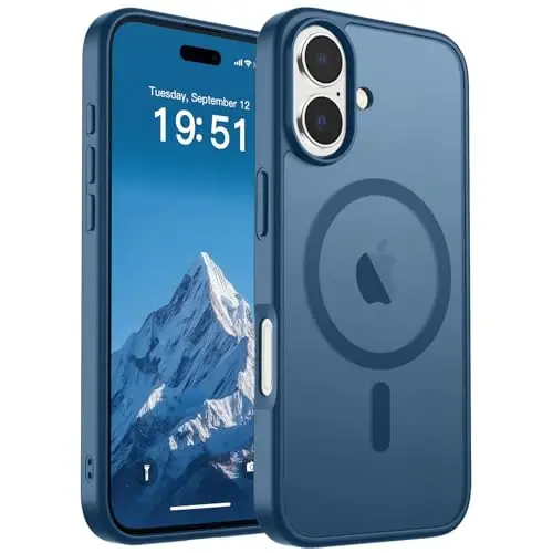 SUPFINE Magnetic for iPhone 17 Case (MagSafe bilan mos)(Harbiy darajadagi tushishdan himoya) Translusent matli zarbga chidamli barmoq izlariga qarshi telefon qopqog'i 2025, To'q ko'k - SUPFINE