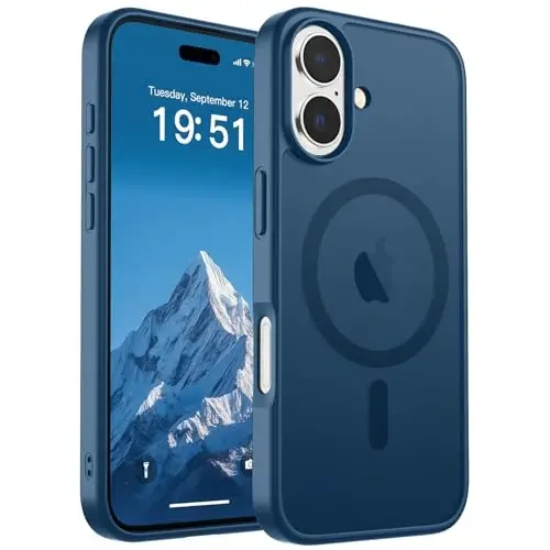 SUPFINE Magnetic for iPhone 17 Case (MagSafe bilan mos)(Harbiy darajadagi tushishdan himoya) Translusent matli zarbga chidamli barmoq izlariga qarshi telefon qopqog'i 2025, To'q ko'k 