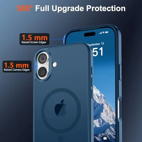 SUPFINE Magnetic for iPhone 17 Case (MagSafe bilan mos)(Harbiy darajadagi tushishdan himoya) Translusent matli zarbga chidamli barmoq izlariga qarshi telefon qopqog'i 2025, To'q ko'k - 3