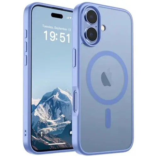 SUPFINE Magnetic for iPhone 17 Case (MagSafe bilan mos)(Harbiy darajadagi tushishdan himoya) Yarim shaffof matli zarbalarga chidamli barmoq izlariga qarshi telefon g‘ilofi, Moviy binafsha 