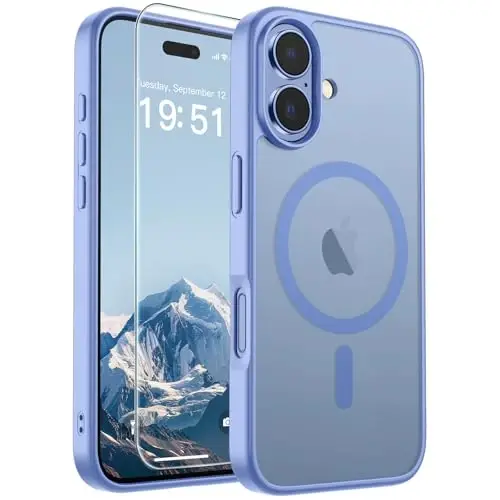 SUPFINE Magnetic for iPhone 17 Case (Compatible with MagSafe)(Military Grade Drop Protection) Translucent Matte Shockproof with Anti-Fingerprint Phone Cover,Blue Purple - 1