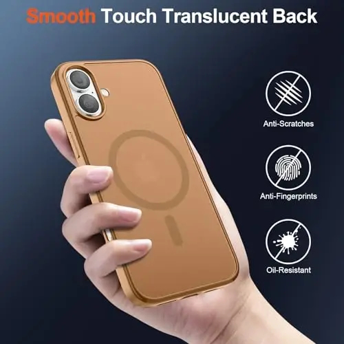 SUPFINE Magnetic for iPhone 17 Case (MagSafe bilan mos)(Harbiy darajadagi tushishdan himoya) Yarim shaffof matli zarbga chidamli barmoq izlariga qarshi telefon qopqog'i 2025, Jigarrang - 6